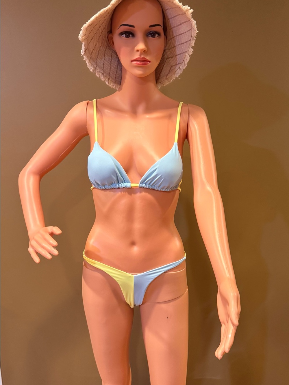 SHEIN Light Blue and Yellow Triangle Bikini Set